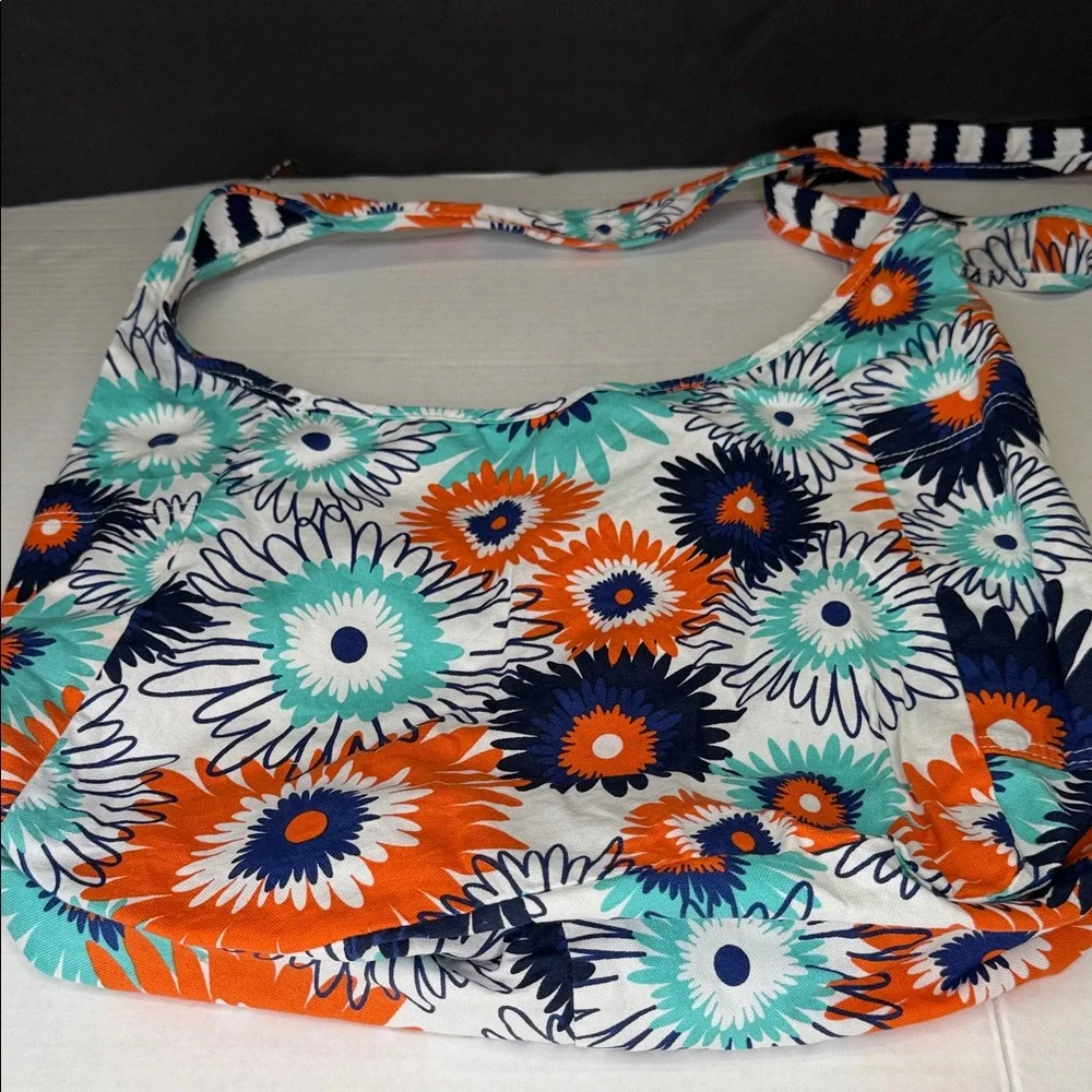 Thirty-One Blue and Teal Floral Reversible Bag
